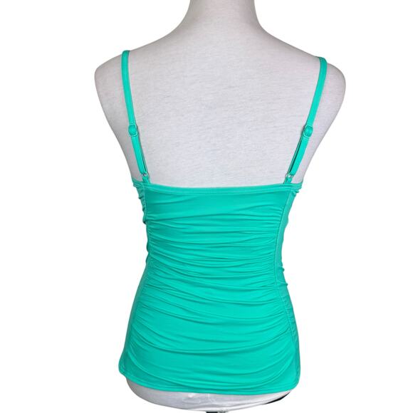 Carmen Marc Valvo Swimwear Seafoam Green Underwire Ruched Tankini Swimsuit Top - Picture 3 of 11